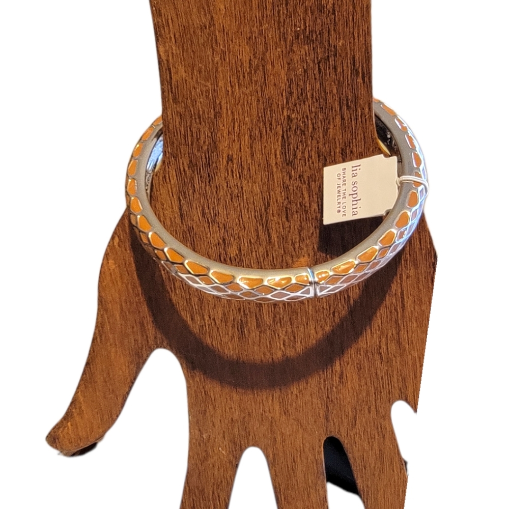 LIA SOPHIA HONEYCOMB BURNT ORANGE STRETCH BRACELET NWT - Picture 2 of 3